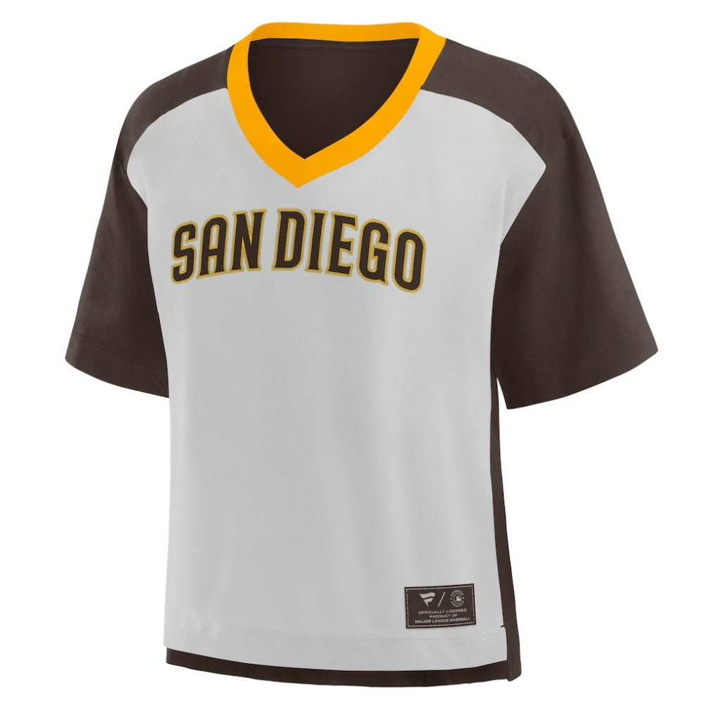 San Diego Padres Oversized Race To Win V-Neck T-Shirt Brown/Graphite