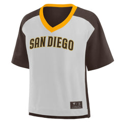 San Diego Padres Oversized Race To Win V-Neck T-Shirt Brown/Graphite
