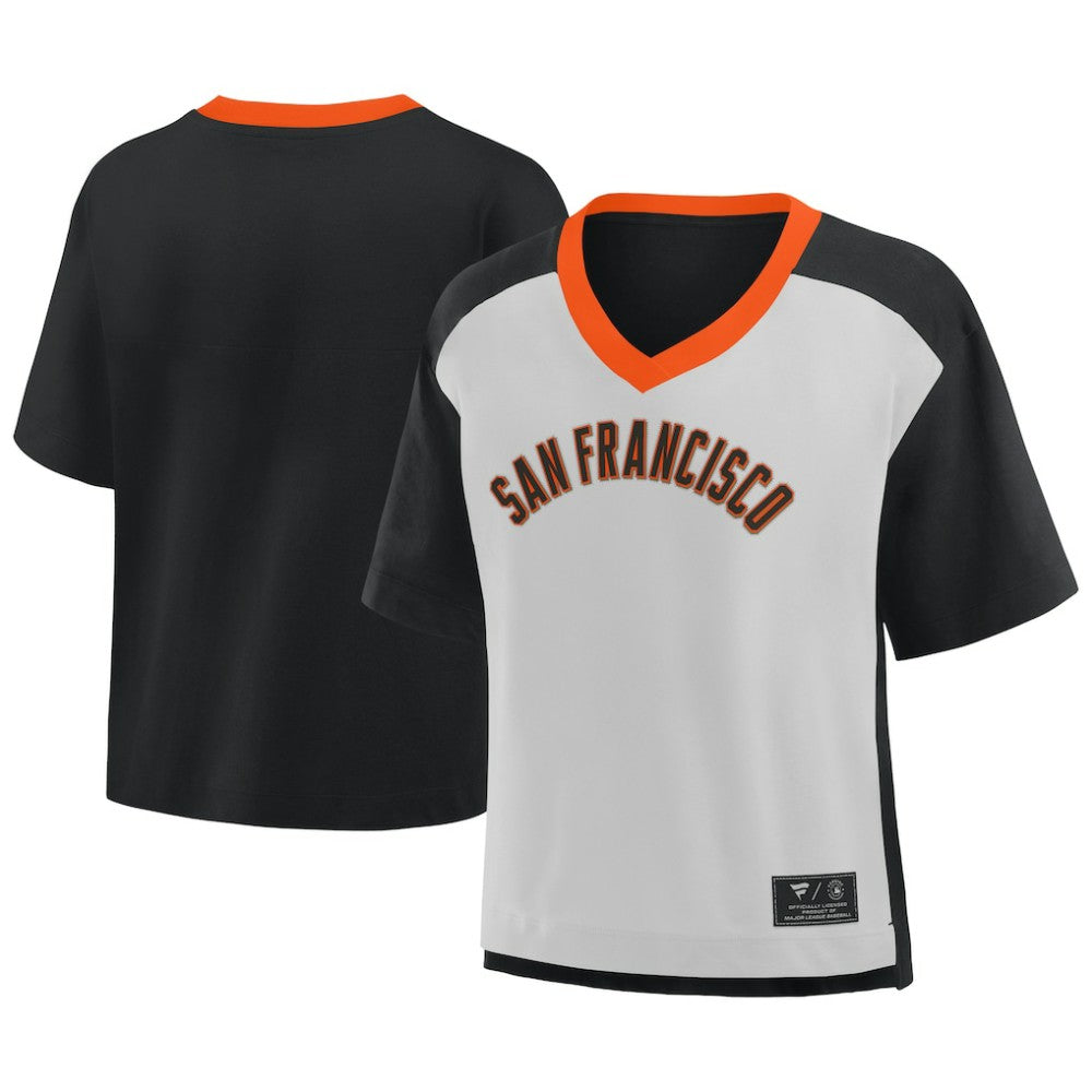 San Francisco Giants Oversized Race To Win V-Neck T-Shirt Black/Graphite