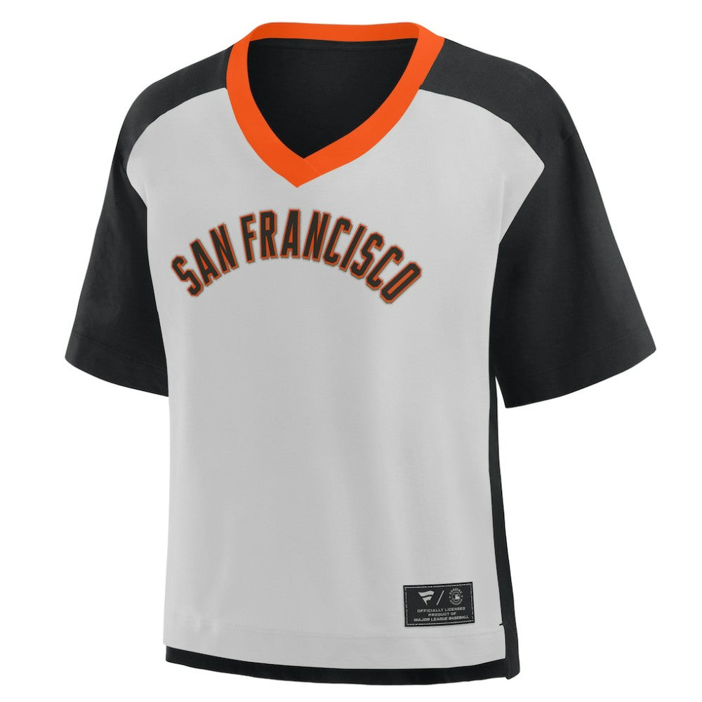 San Francisco Giants Oversized Race To Win V-Neck T-Shirt Black/Graphite