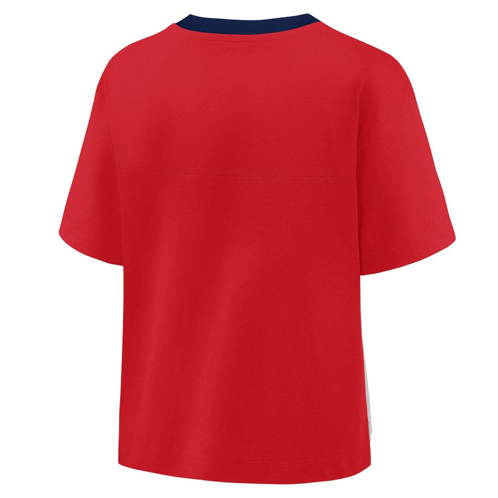 St. Louis Cardinals Oversized Race To Win V-Neck T-Shirt Red/Graphite