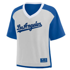 Los Angeles Dodgers Oversized Race To Win V-Neck T-Shirt Royal/Graphite