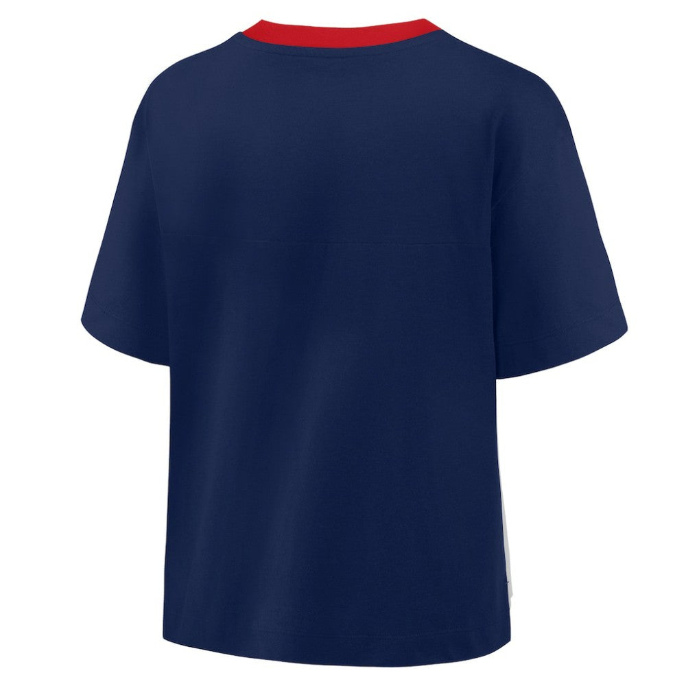 Atlanta Braves Oversized Race To Win V-Neck T-Shirt Navy/Graphite
