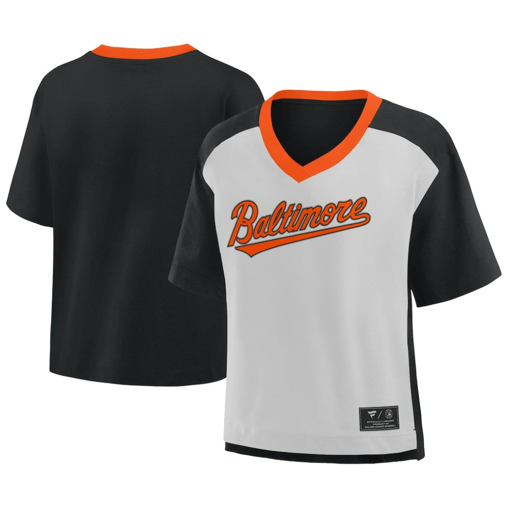 Baltimore Orioles Oversized Race To Win V-Neck T-Shirt Black/Graphite