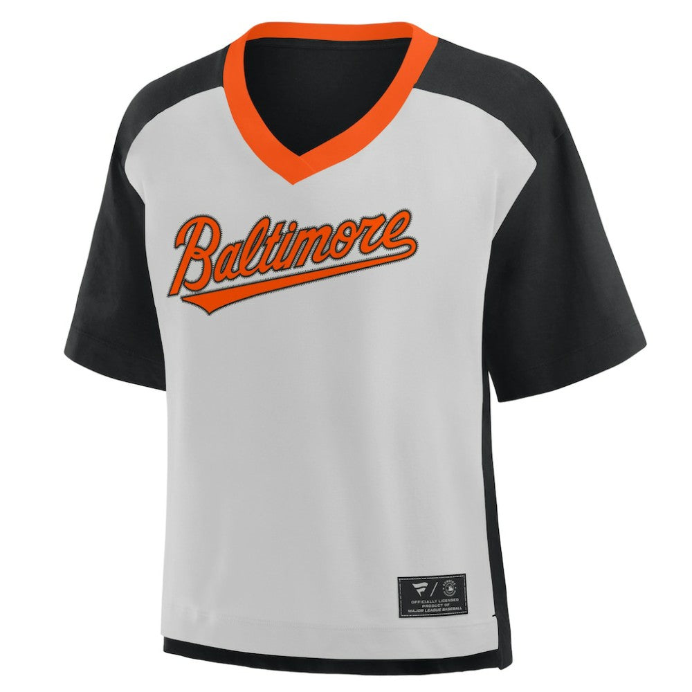 Baltimore Orioles Oversized Race To Win V-Neck T-Shirt Black/Graphite