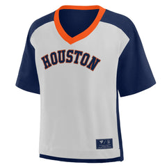 Houston Astros Oversized Race To Win V-Neck T-Shirt Navy/Graphite