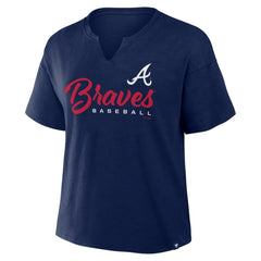 Atlanta Braves Women's Fan Fave Stadium Slub Boxy T-Shirt Navy