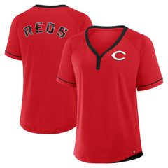 Cincinnati Reds Women's League Diva Star Raglan V-Neck T-Shirt Red