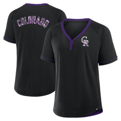 Colorado Rockies Women's League Diva Star Raglan V-Neck T-Shirt Black