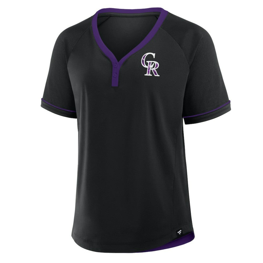 Colorado Rockies Women's League Diva Star Raglan V-Neck T-Shirt Black