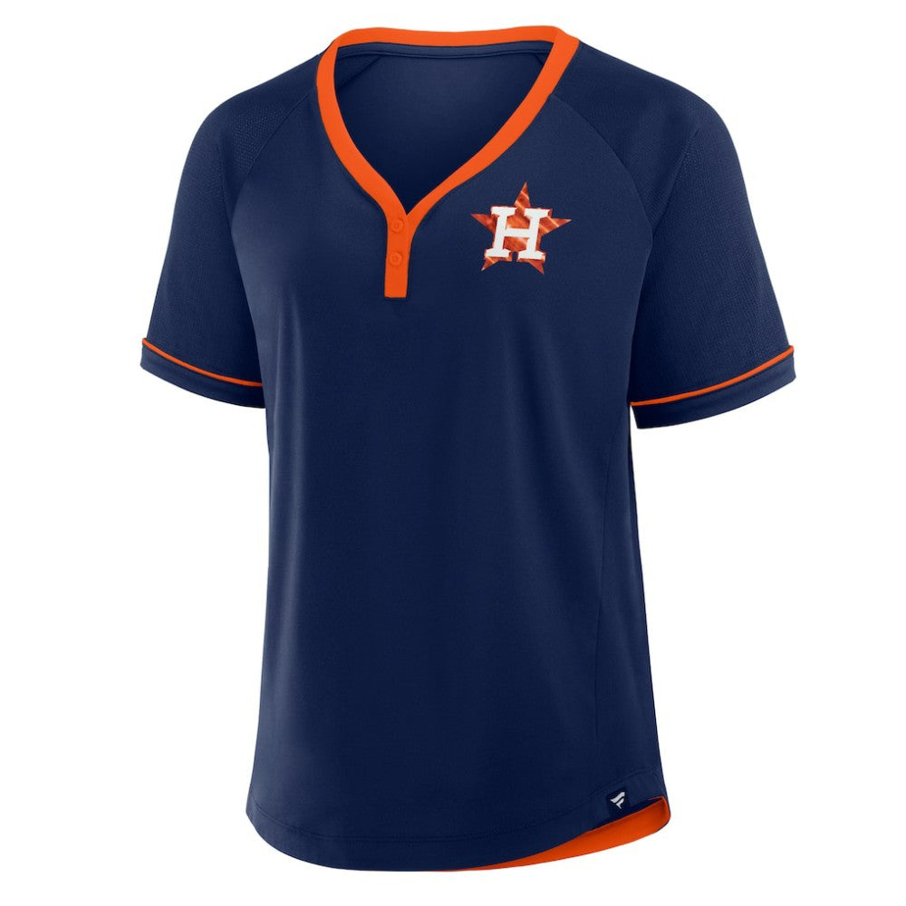 Houston Astros Women's League Diva Star Raglan V-Neck T-Shirt Navy