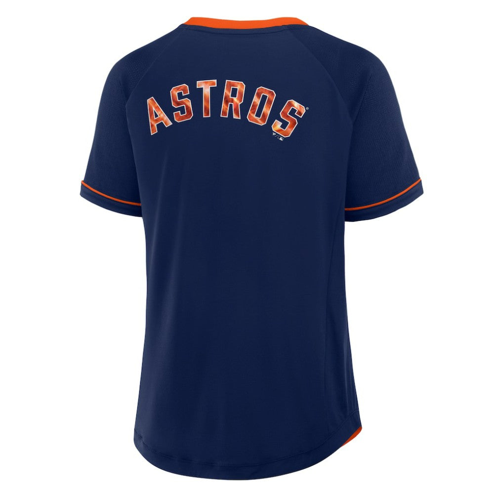 Houston Astros Women's League Diva Star Raglan V-Neck T-Shirt Navy