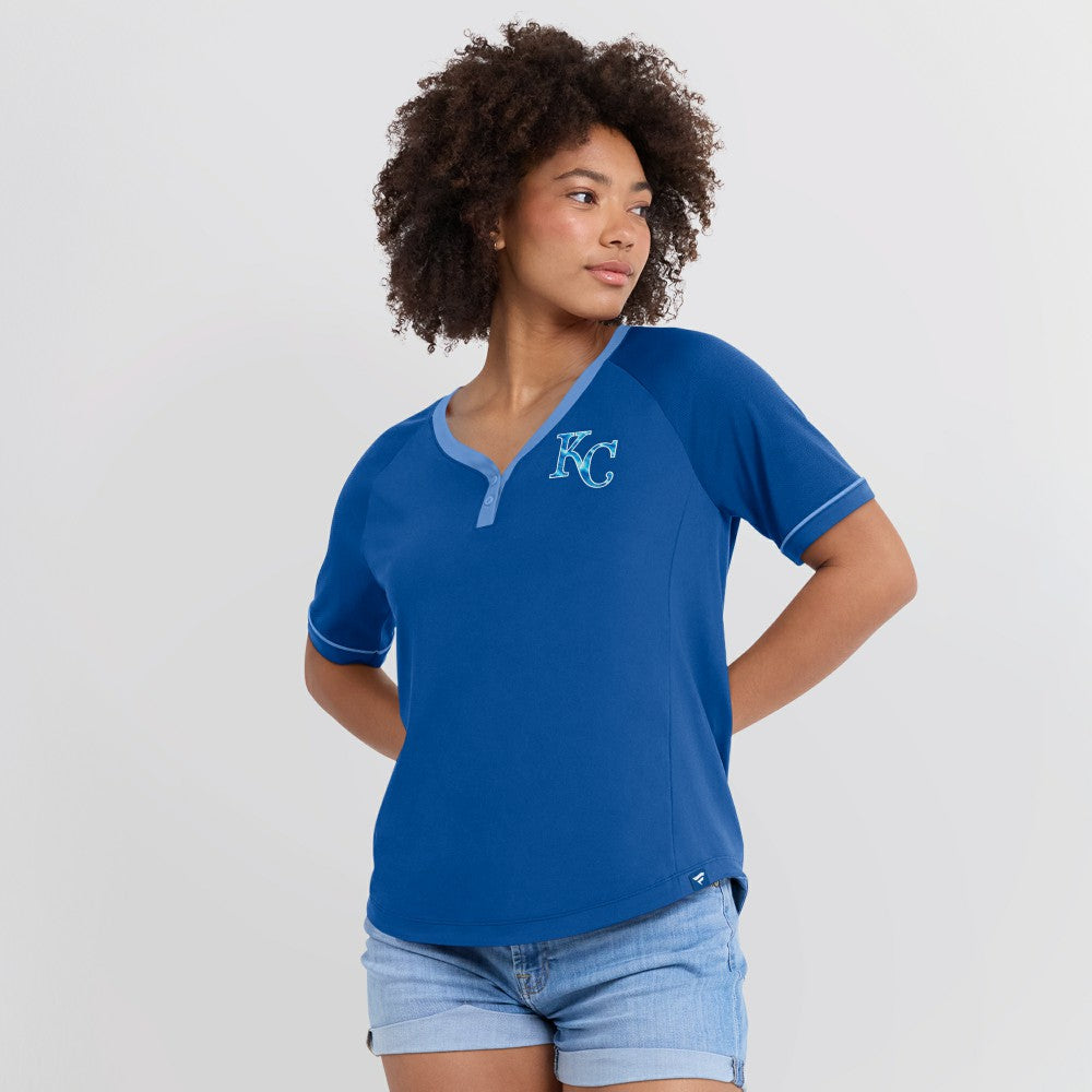 Kansas City Royals Women's League Diva Star Raglan V-Neck T-Shirt Royal