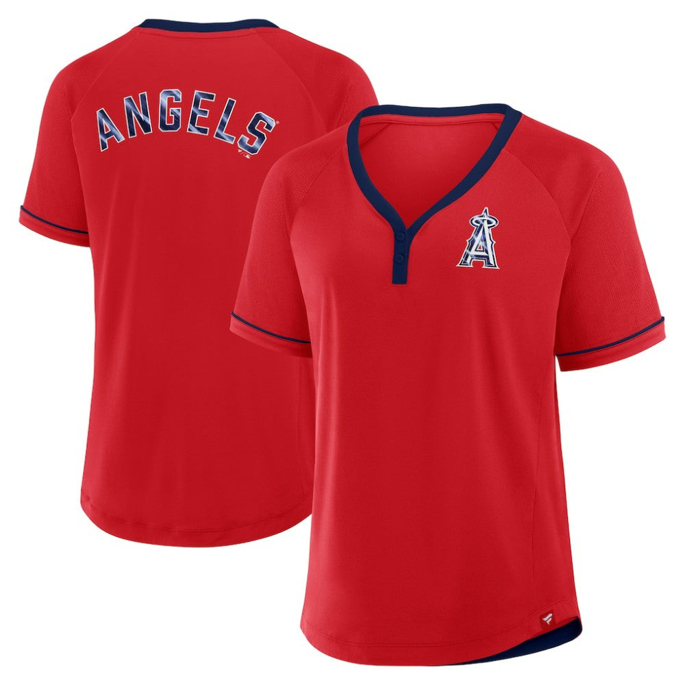 Los Angeles Angels Women's League Diva Star Raglan V-Neck T-Shirt Red