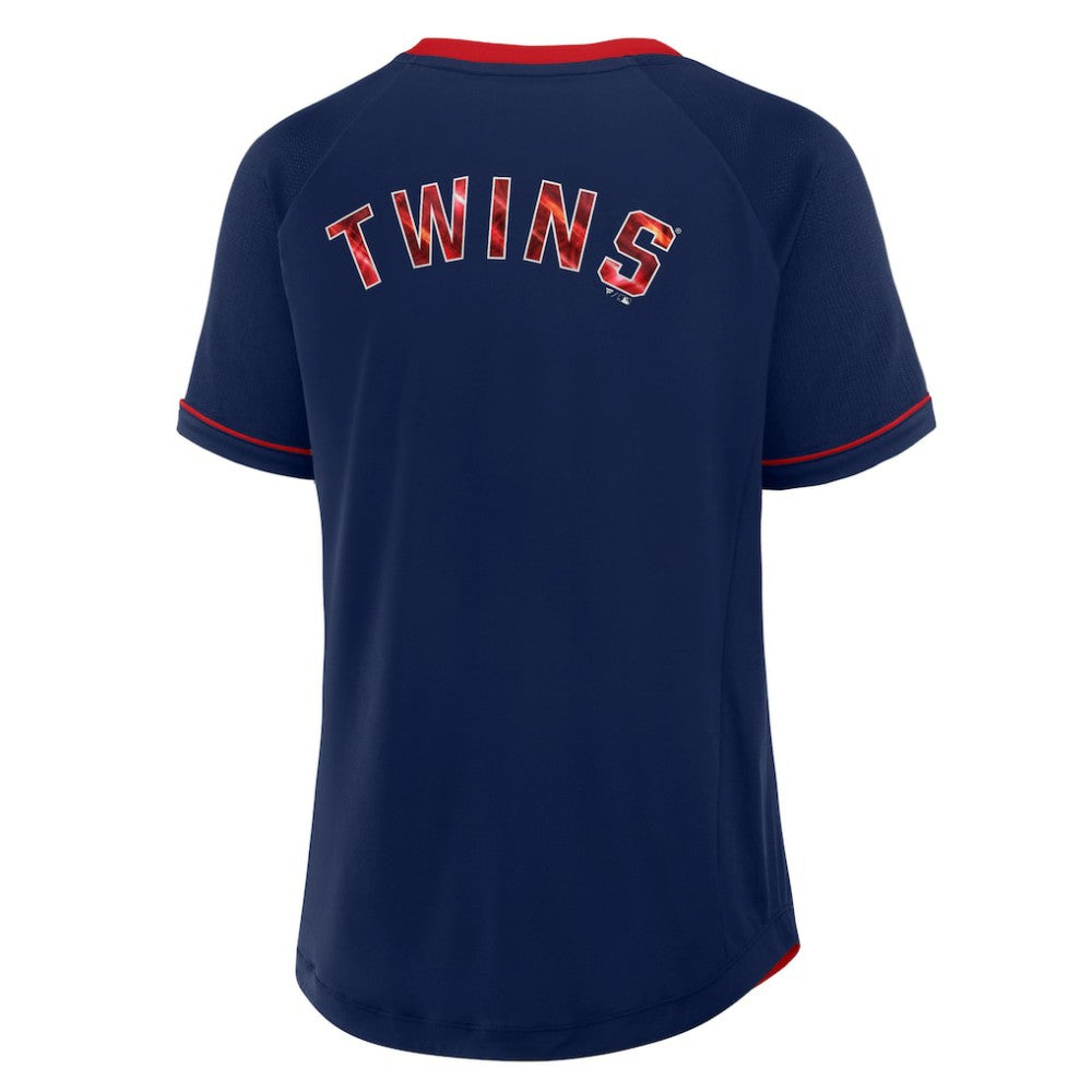 Minnesota Twins Women's League Diva Star Raglan V-Neck T-Shirt Navy