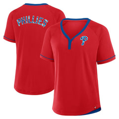 Philadelphia Phillies Women's League Diva Star Raglan V-Neck T-Shirt Red