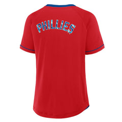Philadelphia Phillies Women's League Diva Star Raglan V-Neck T-Shirt Red