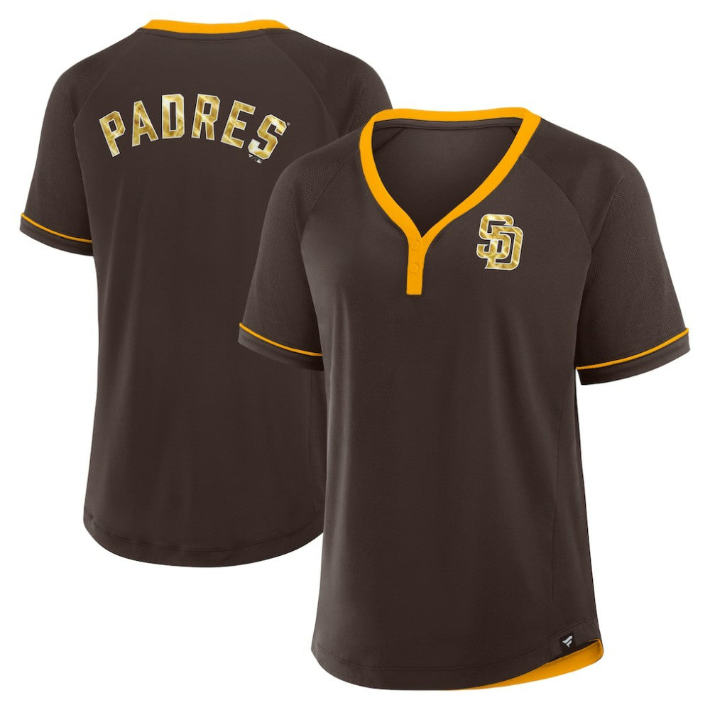 San Diego Padres Women's League Diva Star Raglan V-Neck T-Shirt Brown