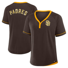 San Diego Padres Women's League Diva Star Raglan V-Neck T-Shirt Brown