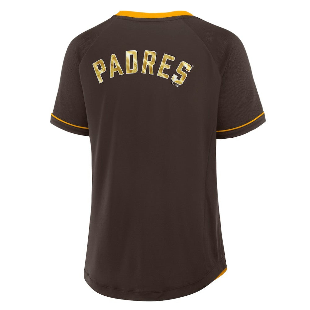 San Diego Padres Women's League Diva Star Raglan V-Neck T-Shirt Brown