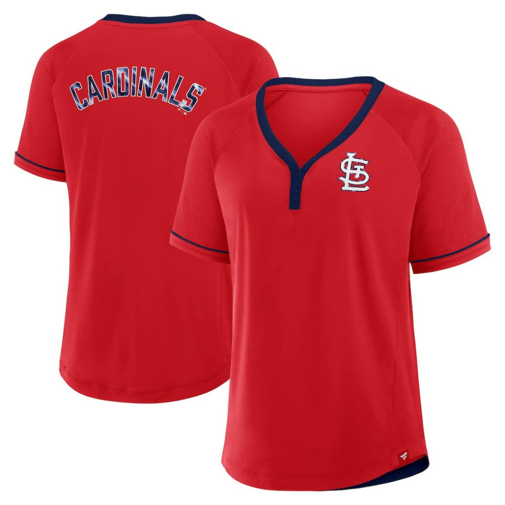 St. Louis Cardinals Women's League Diva Star Raglan V-Neck T-Shirt Red