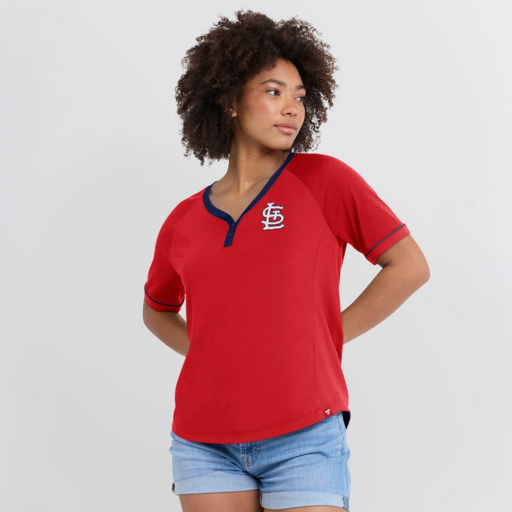 St. Louis Cardinals Women's League Diva Star Raglan V-Neck T-Shirt Red