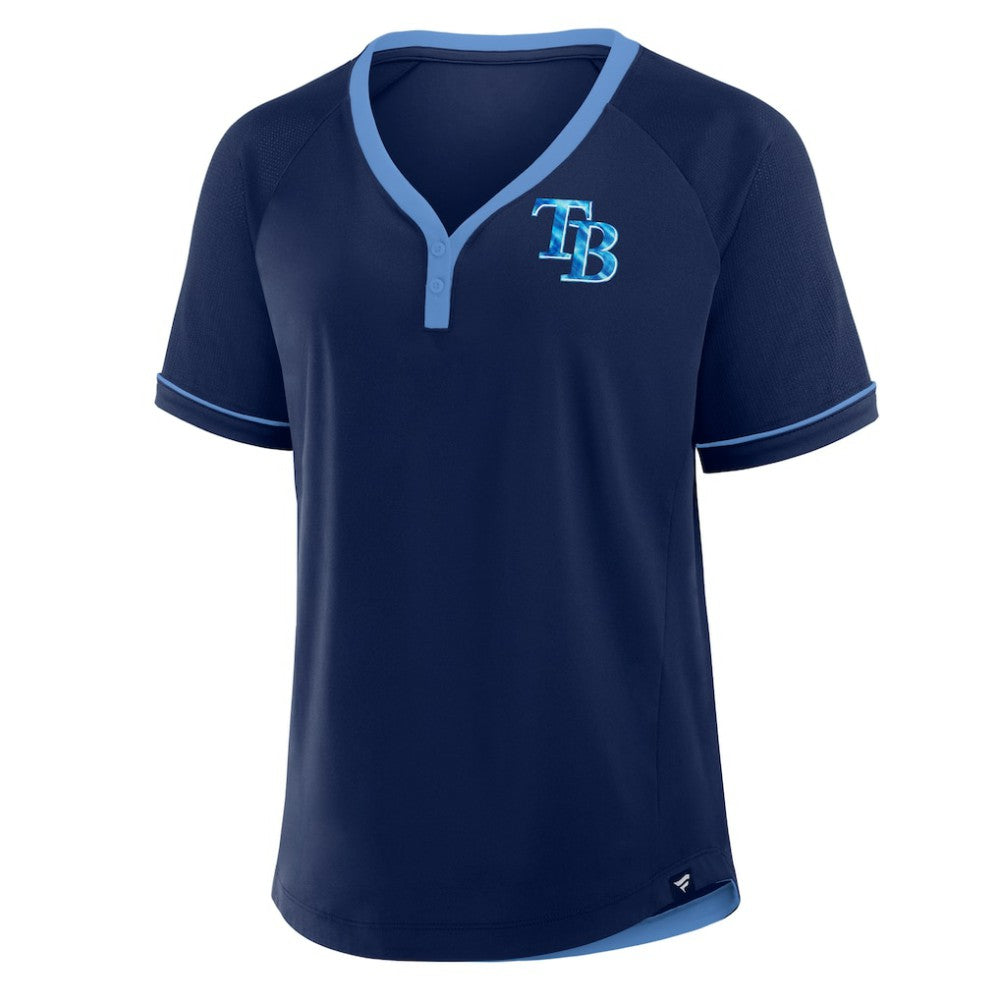Tampa Bay Rays Women's League Diva Star Raglan V-Neck T-Shirt Navy