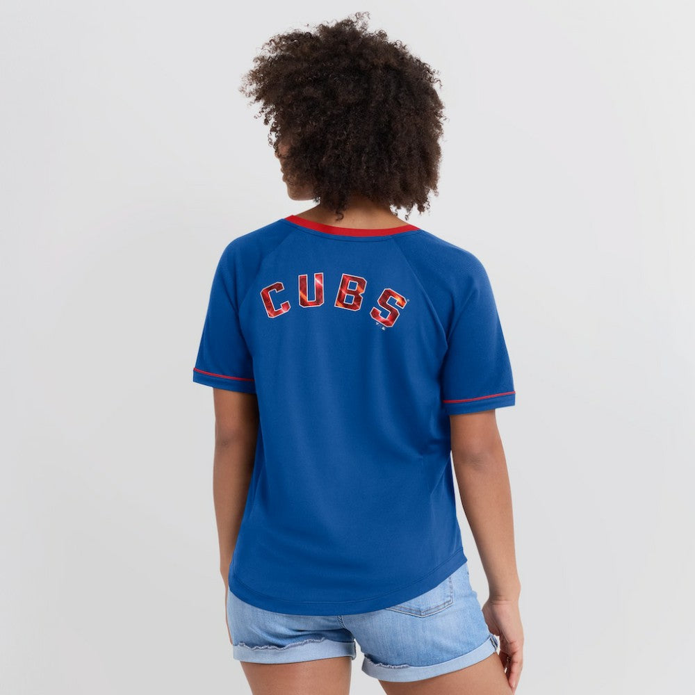 Chicago Cubs Women's League Diva Star Raglan V-Neck T-Shirt Royal