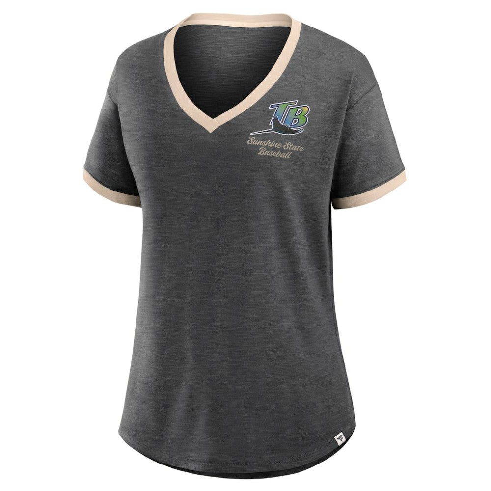 Tampa Bay Rays Women's Binge Worthy Stadium Slub V-Neck T-Shirt Black