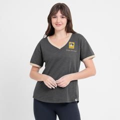 Pittsburgh Pirates Women's Binge Worthy Stadium Slub V-Neck T-Shirt Black