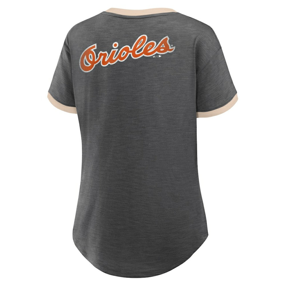 Baltimore Orioles Women's Binge Worthy Stadium Slub V-Neck T-Shirt Black