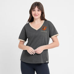 Baltimore Orioles Women's Binge Worthy Stadium Slub V-Neck T-Shirt Black