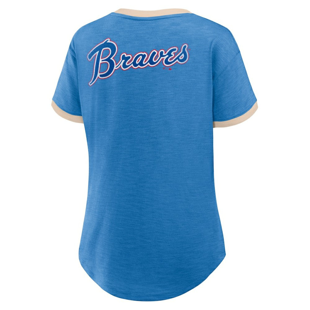 Atlanta Braves Women's Binge Worthy Stadium Slub V-Neck T-Shirt Royal