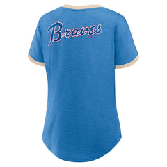 Atlanta Braves Women's Binge Worthy Stadium Slub V-Neck T-Shirt Royal