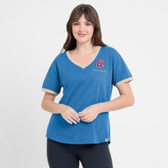 Atlanta Braves Women's Binge Worthy Stadium Slub V-Neck T-Shirt Royal
