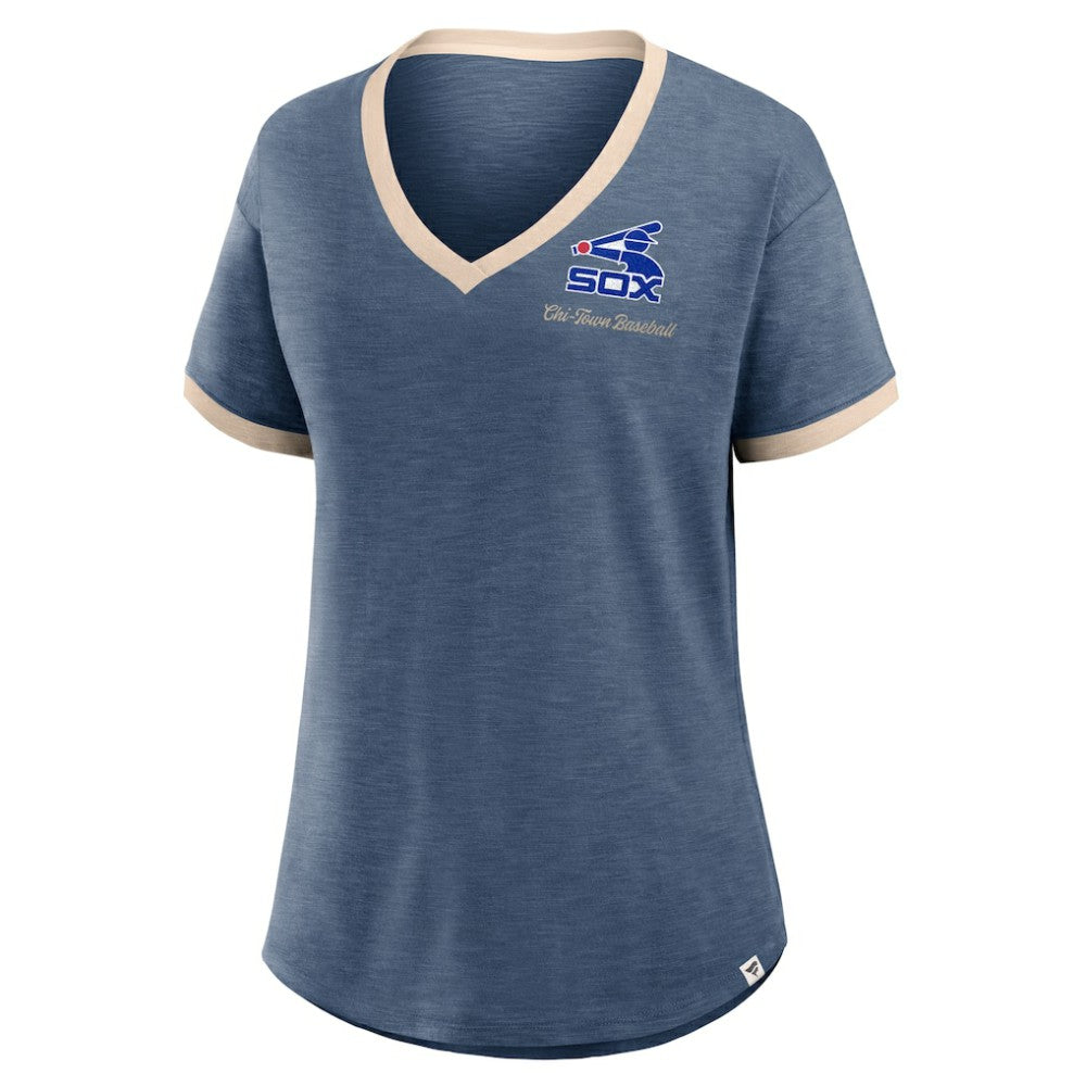Chicago White Sox Women's Binge Worthy Stadium Slub V-Neck T-Shirt Navy
