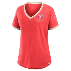 Cincinnati Reds Women's Binge Worthy Stadium Slub V-Neck T-Shirt Red
