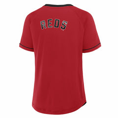 Cincinnati Reds Women's Cooperstown Collection League Diva Raglan V-Neck T-Shirt Red