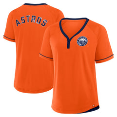 Houston Astros Women's Cooperstown Collection League Diva Raglan V-Neck T-Shirt Orange