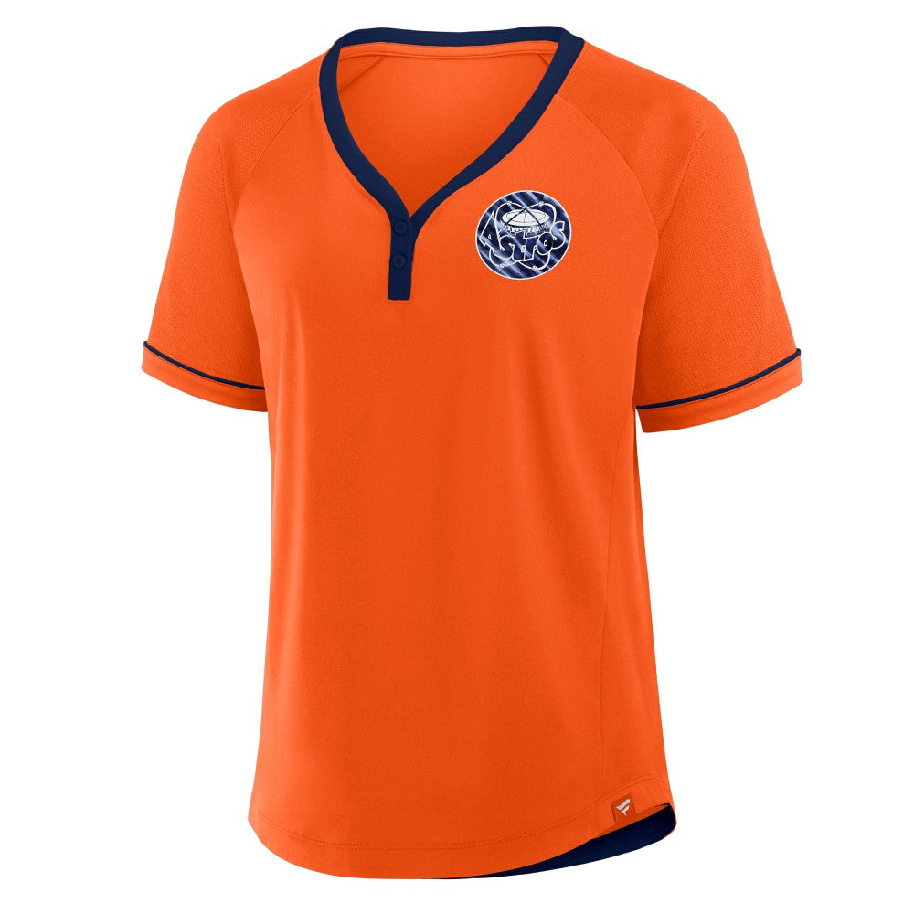 Houston Astros Women's Cooperstown Collection League Diva Raglan V-Neck T-Shirt Orange