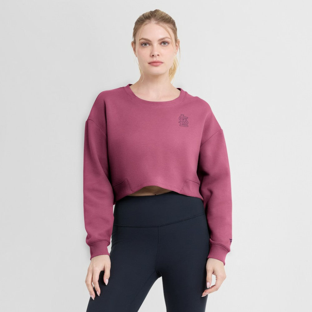 St. Louis Cardinals Women's Studio Cropped Pullover Sweatshirt Pink