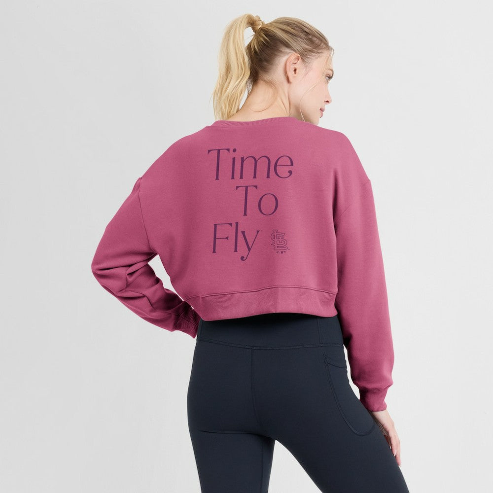 St. Louis Cardinals Women's Studio Cropped Pullover Sweatshirt Pink