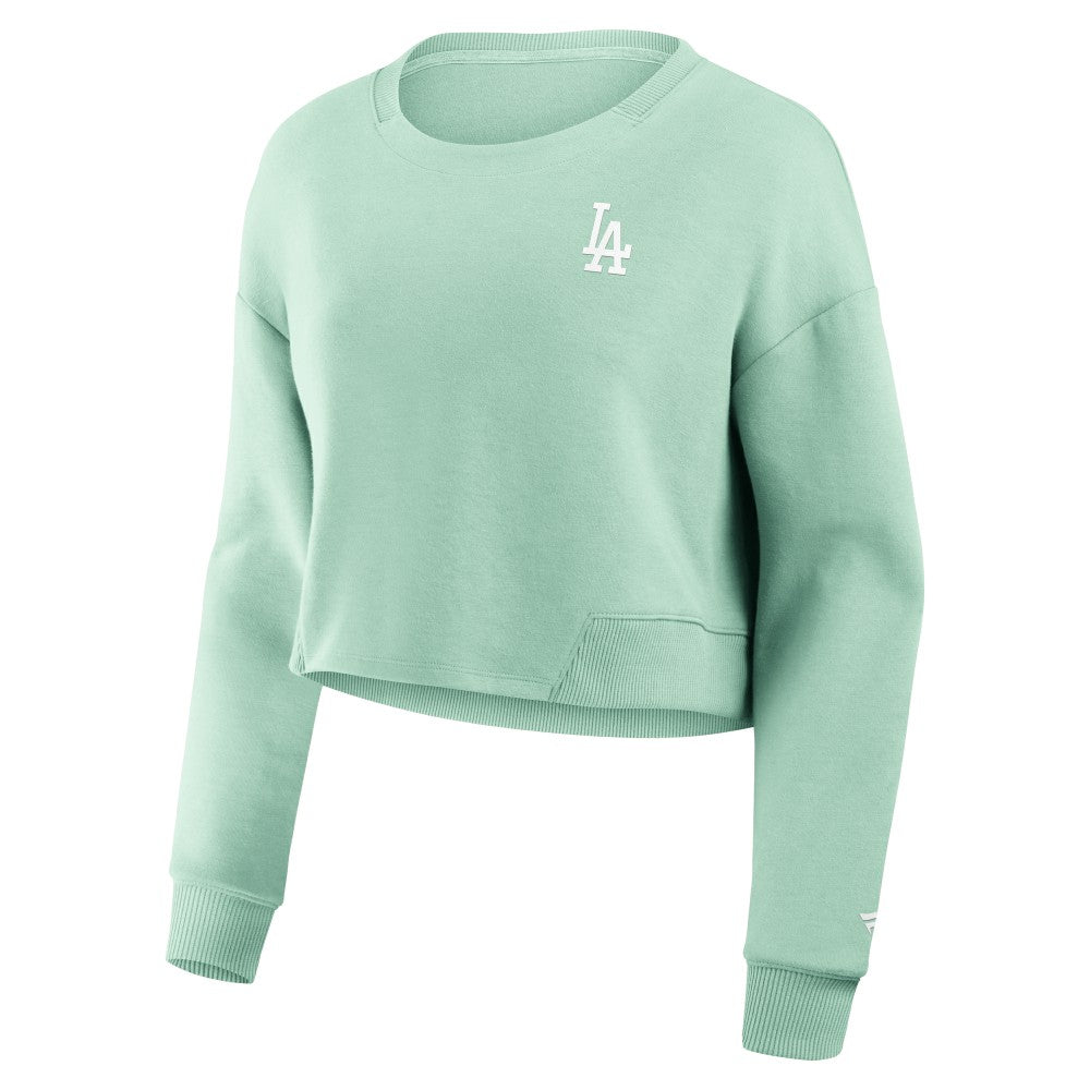 Los Angeles Dodgers Women's Studio Cropped Pullover Sweatshirt Mint
