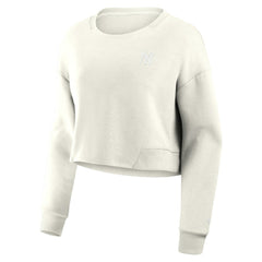 New York Yankees Women's Studio Cropped Pullover Sweatshirt Cream