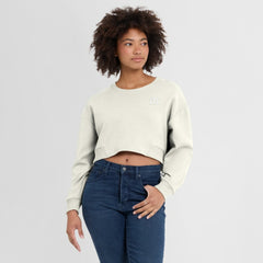 New York Yankees Women's Studio Cropped Pullover Sweatshirt Cream