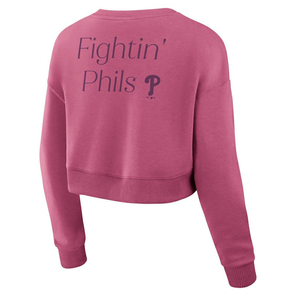 Philadelphia Phillies Women's Studio Cropped Pullover Sweatshirt Pink