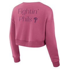 Philadelphia Phillies Women's Studio Cropped Pullover Sweatshirt Pink