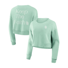 San Diego Padres Women's Studio Cropped Pullover Sweatshirt Mint