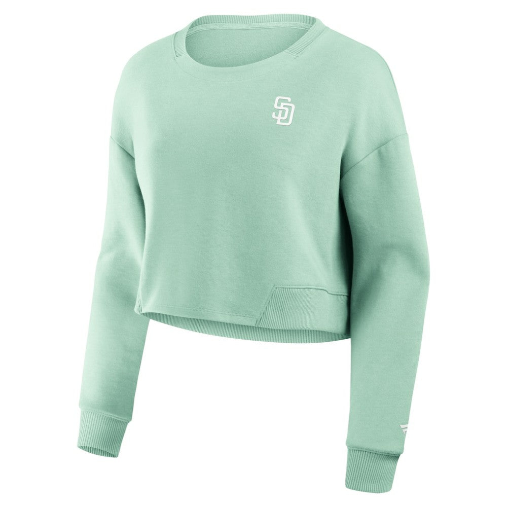 San Diego Padres Women's Studio Cropped Pullover Sweatshirt Mint