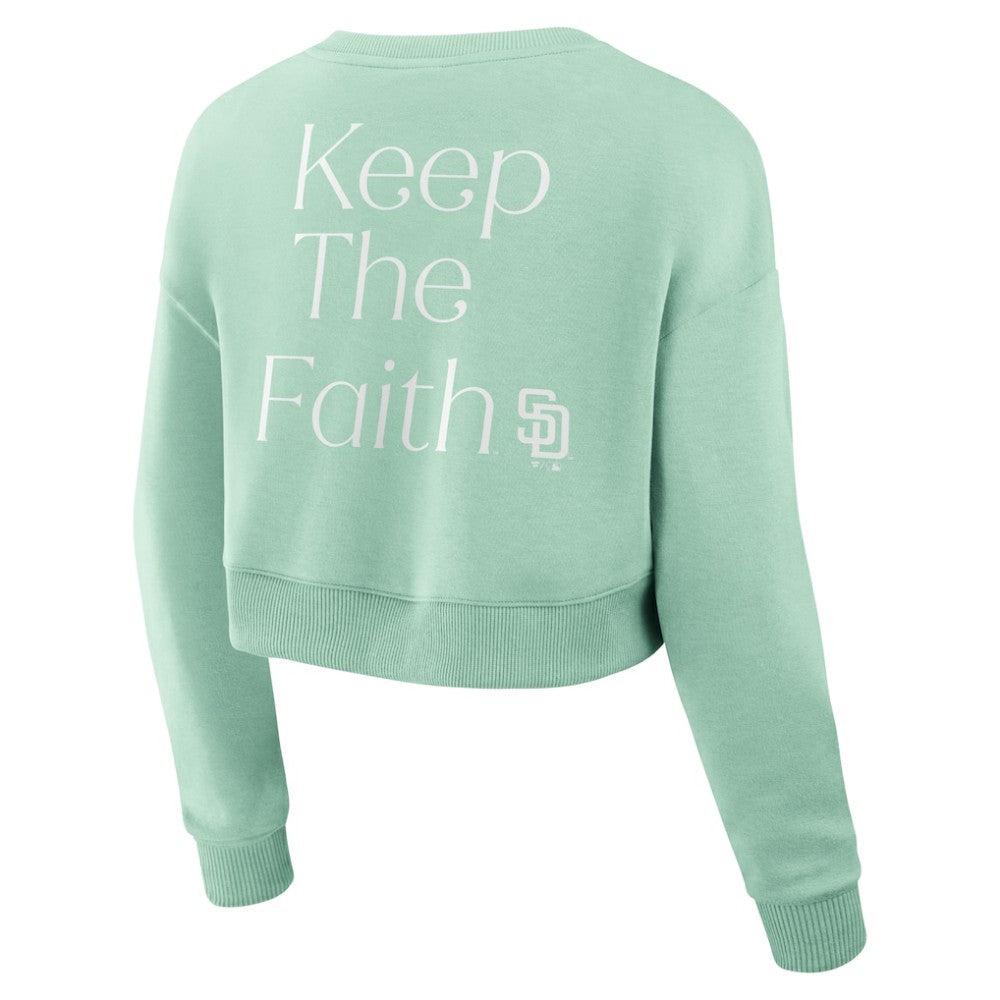San Diego Padres Women's Studio Cropped Pullover Sweatshirt Mint